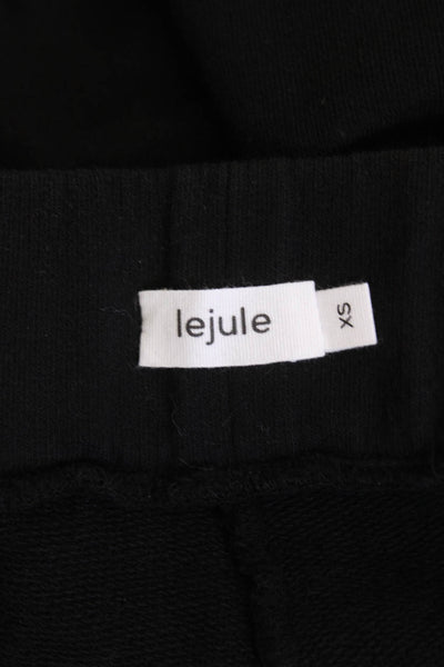 Designer Women's Elastic Drawstring Waist Casual Shorts Black Size XS