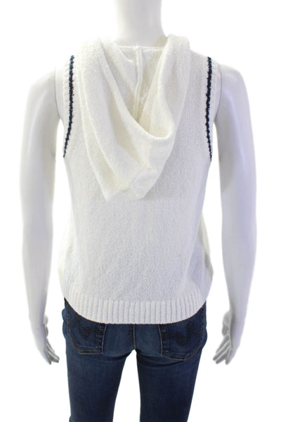 Central Park West Women's Hood Sleeveless Full Zip Cardigan Vest White Size XS