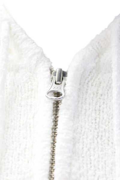 Central Park West Women's Hood Sleeveless Full Zip Cardigan Vest White Size XS