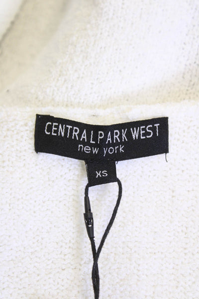 Central Park West Women's Hood Sleeveless Full Zip Cardigan Vest White Size XS