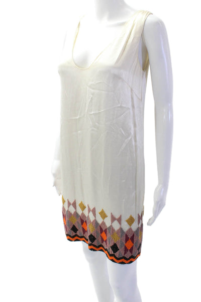 French Connection Womens Beaded Scoop Neck Sleeveless Mini Dress White Size 4
