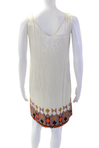 French Connection Womens Beaded Scoop Neck Sleeveless Mini Dress White Size 4