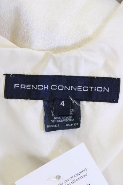 French Connection Womens Beaded Scoop Neck Sleeveless Mini Dress White Size 4