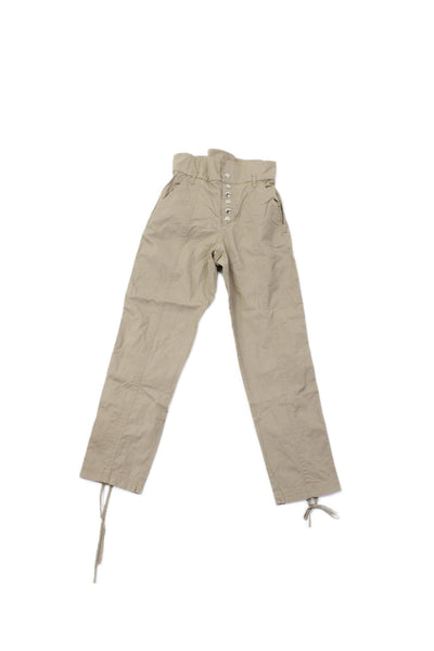 Marissa Webb Womens Button Fly High Rise Drawstring Ankle Pants Brown Size 0