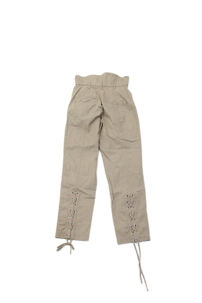 Marissa Webb Womens Button Fly High Rise Drawstring Ankle Pants Brown Size 0