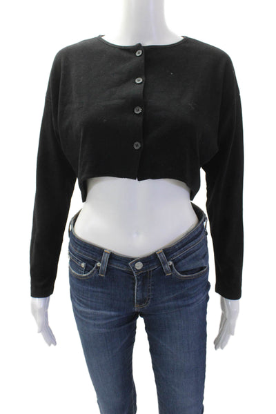 Lovers + Friends Womens Button Front Scoop Neck Cardigan Sweater Black Small