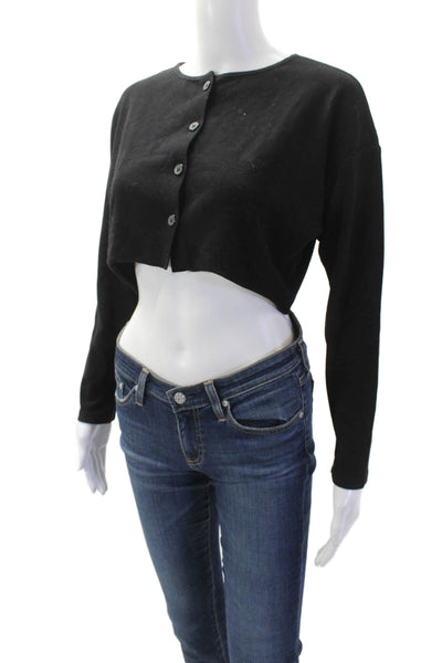 Lovers + Friends Womens Button Front Scoop Neck Cardigan Sweater Black Small