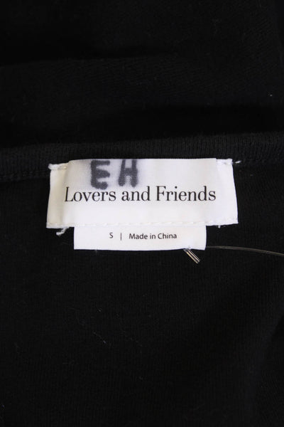 Lovers + Friends Womens Button Front Scoop Neck Cardigan Sweater Black Small