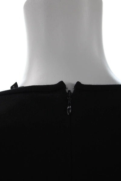 Tibi Women's Short Sleeves Round Neck Mesh Trim Mini Dress Black Size 2