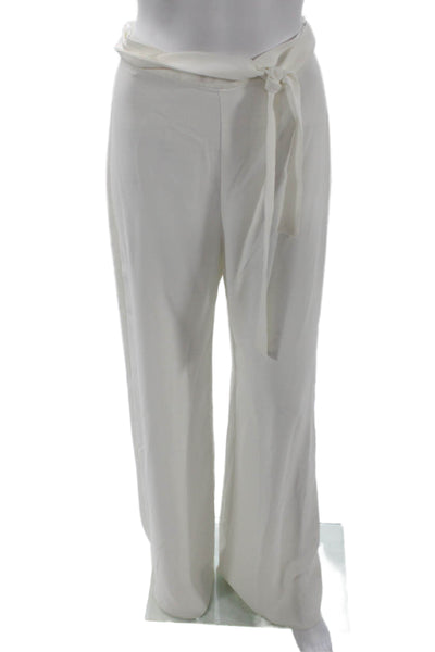 Amanda Uprichard Women's Hook Closure Wide Leg Dress Pants White Size S