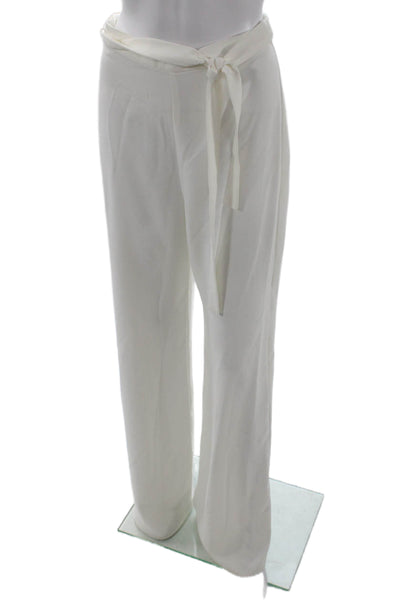 Amanda Uprichard Women's Hook Closure Wide Leg Dress Pants White Size S