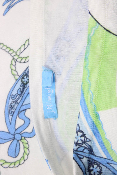 J. Mclaughlin Womens Anchor Print Sweater White Blue Cotton Size Medium