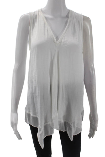 Simply Vera Vera Wang Womens V Neck Asymmetrical Tank Top White Size Medium