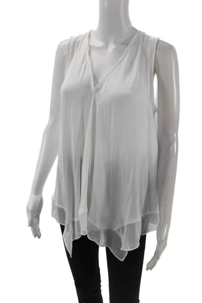 Simply Vera Vera Wang Womens V Neck Asymmetrical Tank Top White Size Medium