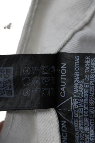 Zara Womens Chino Pants White Mid-Rise Button 88% Cotton Size 32