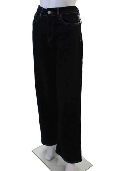 Blank NYC, Womens Wide-Leg Jeans Dark Blue Mid-Rise Size 27