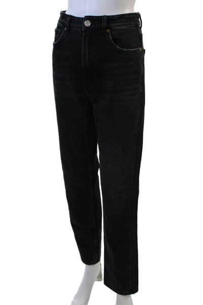 Zara Women Mom Cropped Black Mid-Rise Jeans Size 28