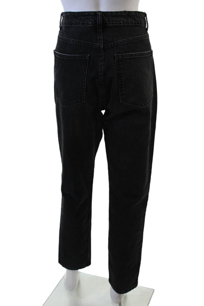 Zara Women Mom Cropped Black Mid-Rise Jeans Size 28