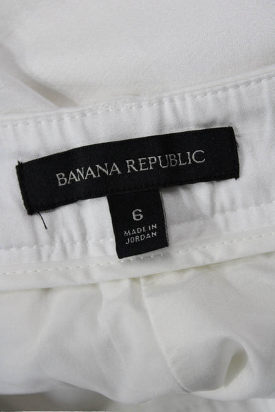 Banana Republic Womens Creased Slim Leg Ryan Trouser Pants White Size 6