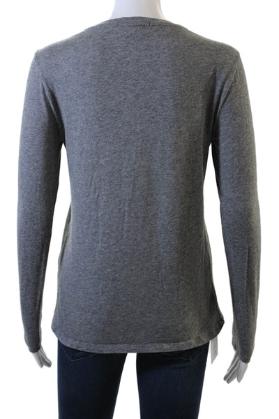 Lacoste Womens Long Sleeves V Neck Tee Shirt Grey Cotton Size EUR 36