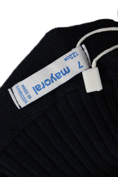Mayoral Girls Long Sleeve Turtleneck Ribbed Knit Top Navy Size 07