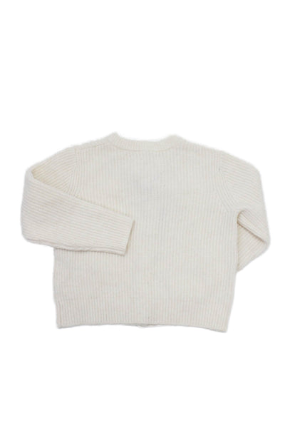 Zara Girls Long Sleeve Button Knit Casual Top White Size 6-7Y