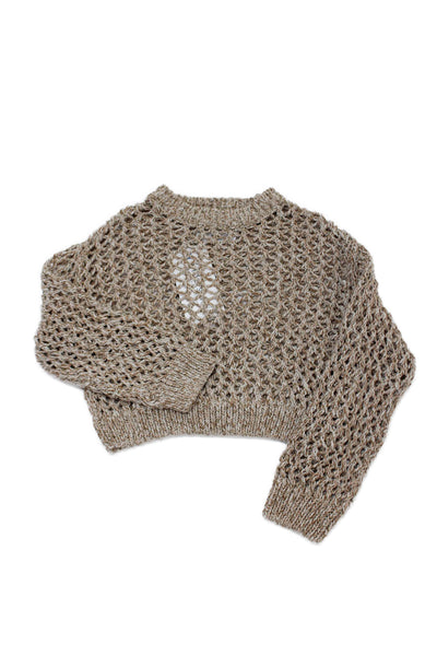 Zara Girls Long Sleeve Round Neck Knit Casual Top Brown Size 6-7Y