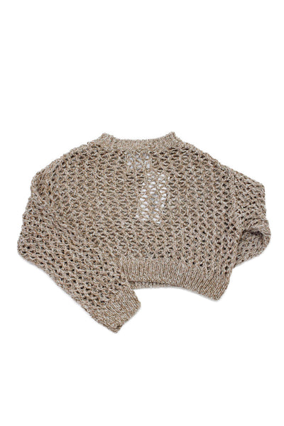 Zara Girls Long Sleeve Round Neck Knit Casual Top Brown Size 6-7Y