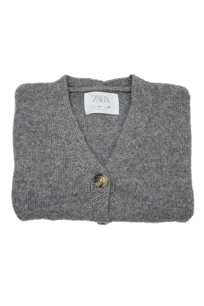 Zara Girls Long Sleeve V-neck Button Cardigan Sweater Gray Size 6-7Y