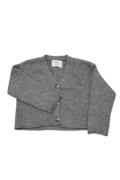 Zara Girls Long Sleeve V-neck Button Cardigan Sweater Gray Size 6-7Y