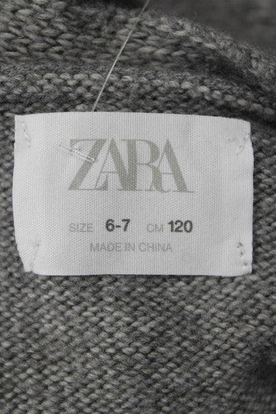 Zara Girls Long Sleeve V-neck Button Cardigan Sweater Gray Size 6-7Y
