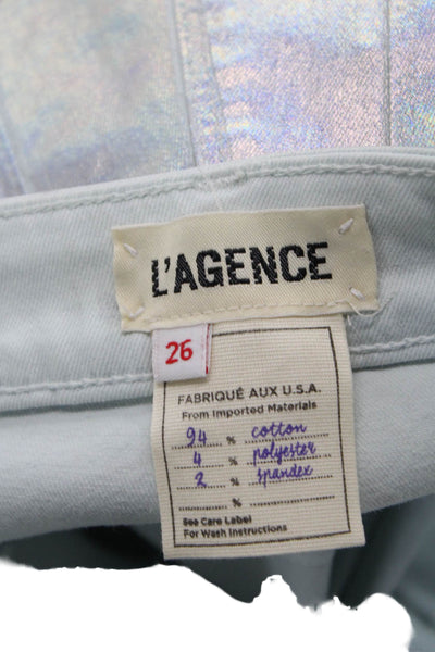 L'Agence Women Ankle Skinny Jeans Gray High-Rise Button Closure Size 26
