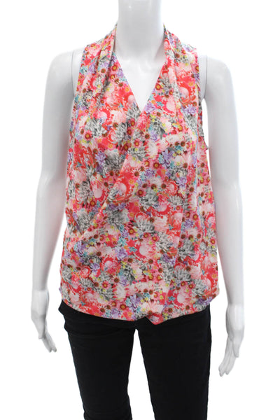 Lululemon Womens Floral Print V Neck Sleeveless Tank Top Multi Colored Size 8