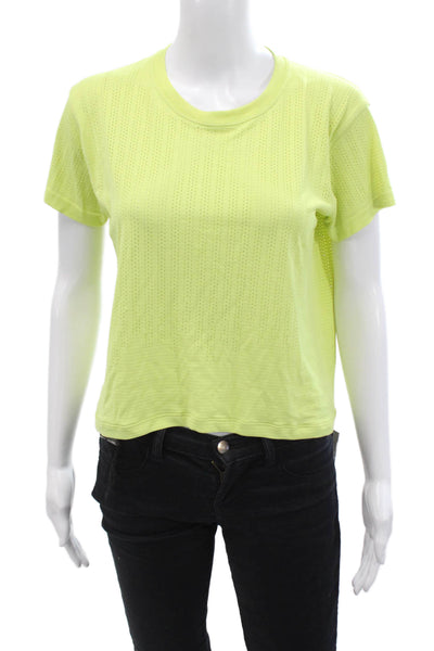 Lululemon Womens Short Sleeves Cropped Tee Shirt Lime Green Size 6