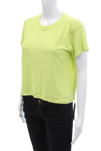 Lululemon Womens Short Sleeves Cropped Tee Shirt Lime Green Size 6