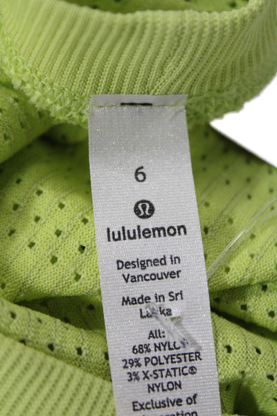 Lululemon Womens Short Sleeves Cropped Tee Shirt Lime Green Size 6