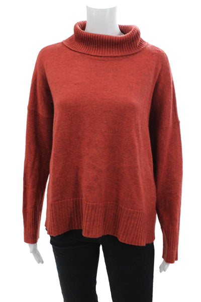 Eileen Fisher Womens Wool Blend Knit Turtleneck Sweater Top Orange Size S