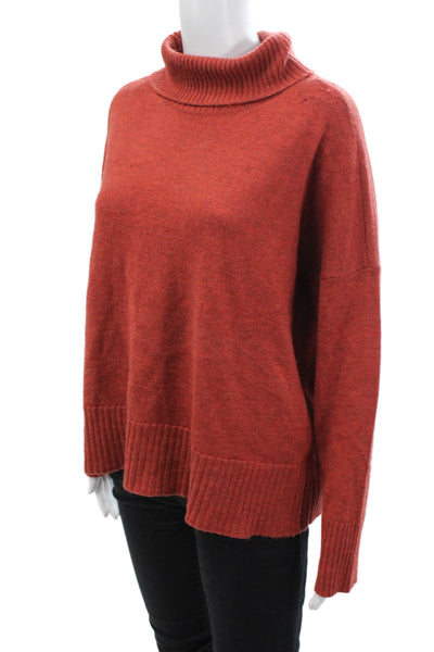 Eileen Fisher Womens Wool Blend Knit Turtleneck Sweater Top Orange Size S