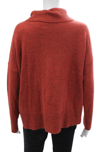 Eileen Fisher Womens Wool Blend Knit Turtleneck Sweater Top Orange Size S