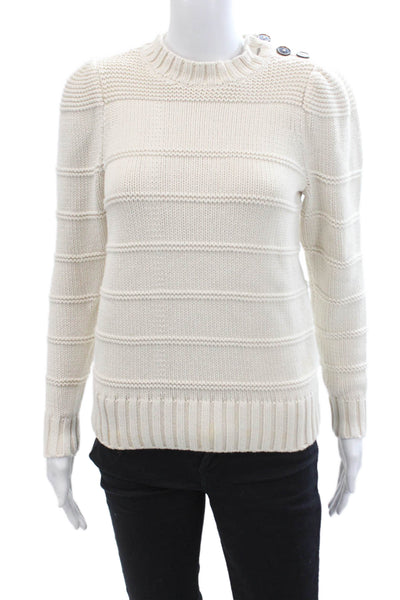 La Vie Womens Cotton Blend Striped Pullover Sweater Top Oat Size M