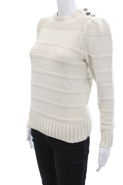 La Vie Womens Cotton Blend Striped Pullover Sweater Top Oat Size M