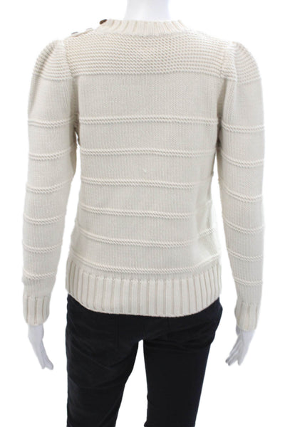 La Vie Womens Cotton Blend Striped Pullover Sweater Top Oat Size M