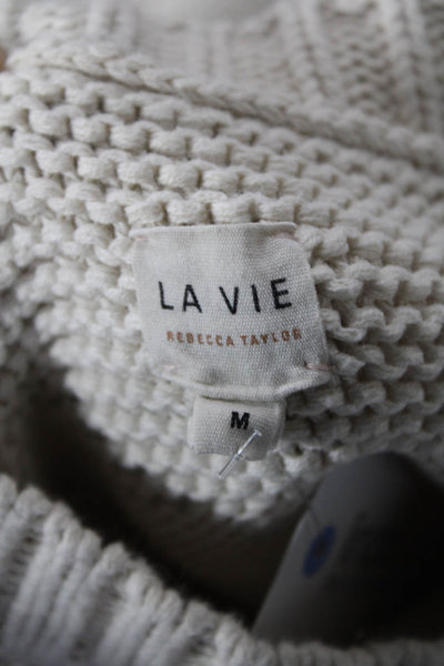La Vie Womens Cotton Blend Striped Pullover Sweater Top Oat Size M