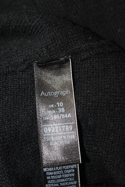 Autograph Womens Wool Blend Knit Solid Pullover Sweater Top Black Size 38