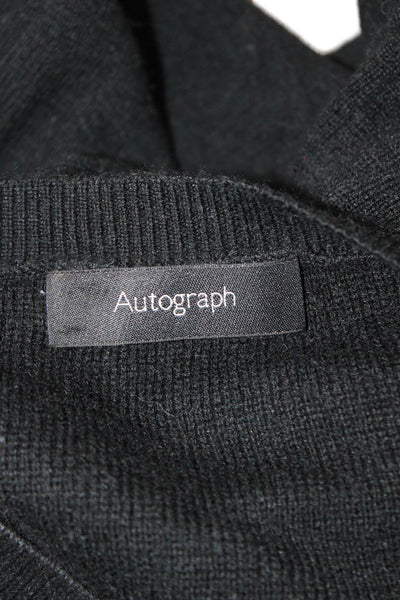 Autograph Womens Wool Blend Knit Solid Pullover Sweater Top Black Size 38