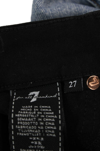 7 For All Mankind Women Ankle Skinny Black Jeans Size 27