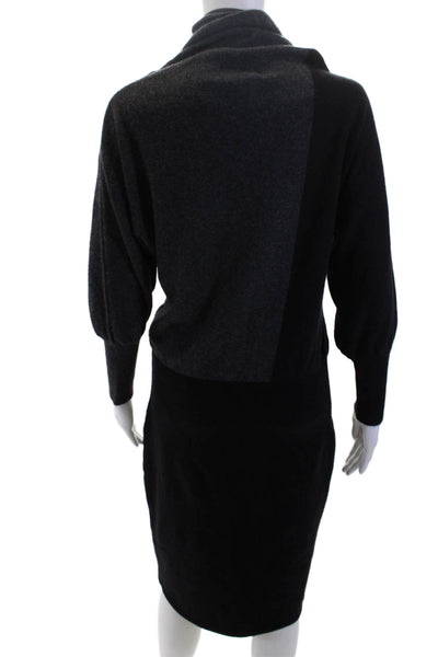Iceberg Womens Long Sleeve Colorblock Sweater Dress Black Size M