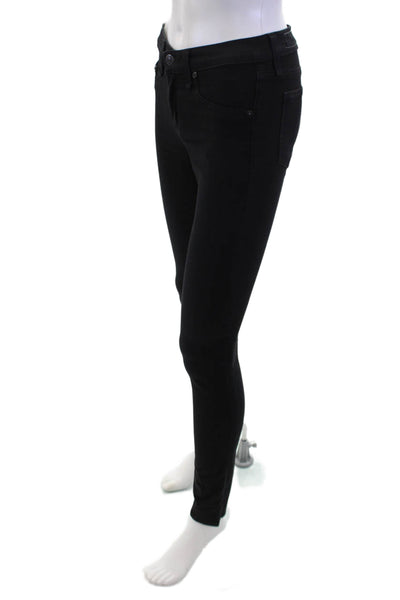 Rag & Bone Women Skinny Jeans Black Mid-Rise Button Size 26