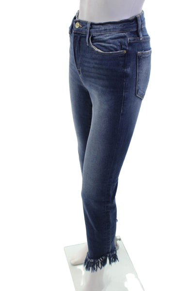 Frame, Womens Ankle Cropped Mid-Rise Dark Blue Jeans Size 27