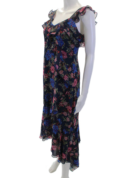 Wayf Women's Scoop Neck Ruffle Sleeveless Asymmetrical Hem Floral Dress Size S